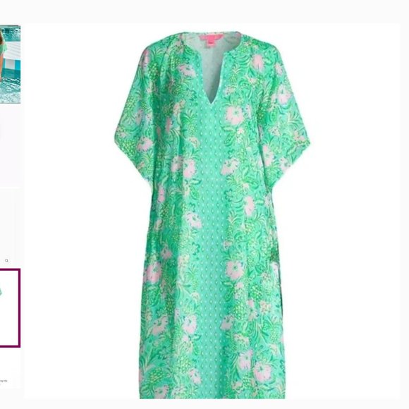 NEW Lilly Pulitzer Cuca Coverup Caftan Dress Oh Diamond Girl - Picture 6 of 13